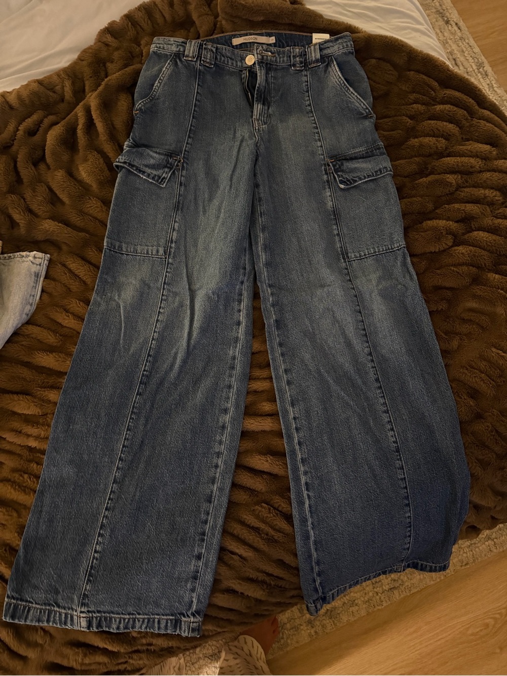 Hudson cargo low rise jeans dark denim wash